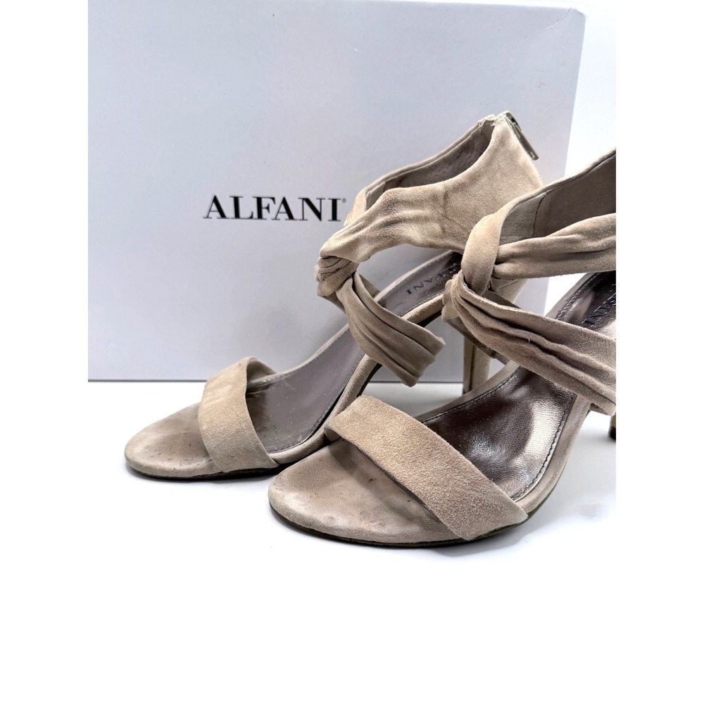 Alfani Wyllbee Heels Women 5.5 Beechwood Suede Knot Strap Stiletto Sandal